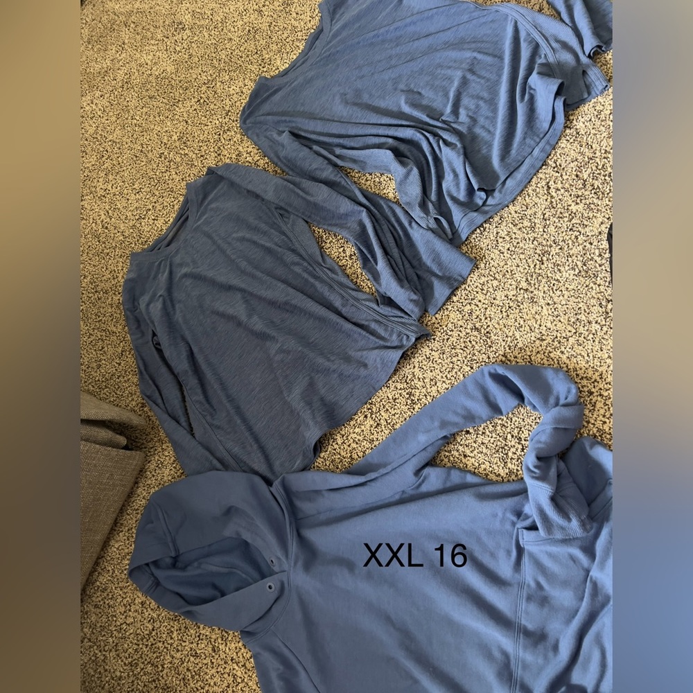 Athleta Girls 3 long sleeve shirts blue sz XXL 16 blue